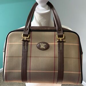 Vintage Burberry Boston Bag - Iconic Nova Check Canvas with Leather Trim